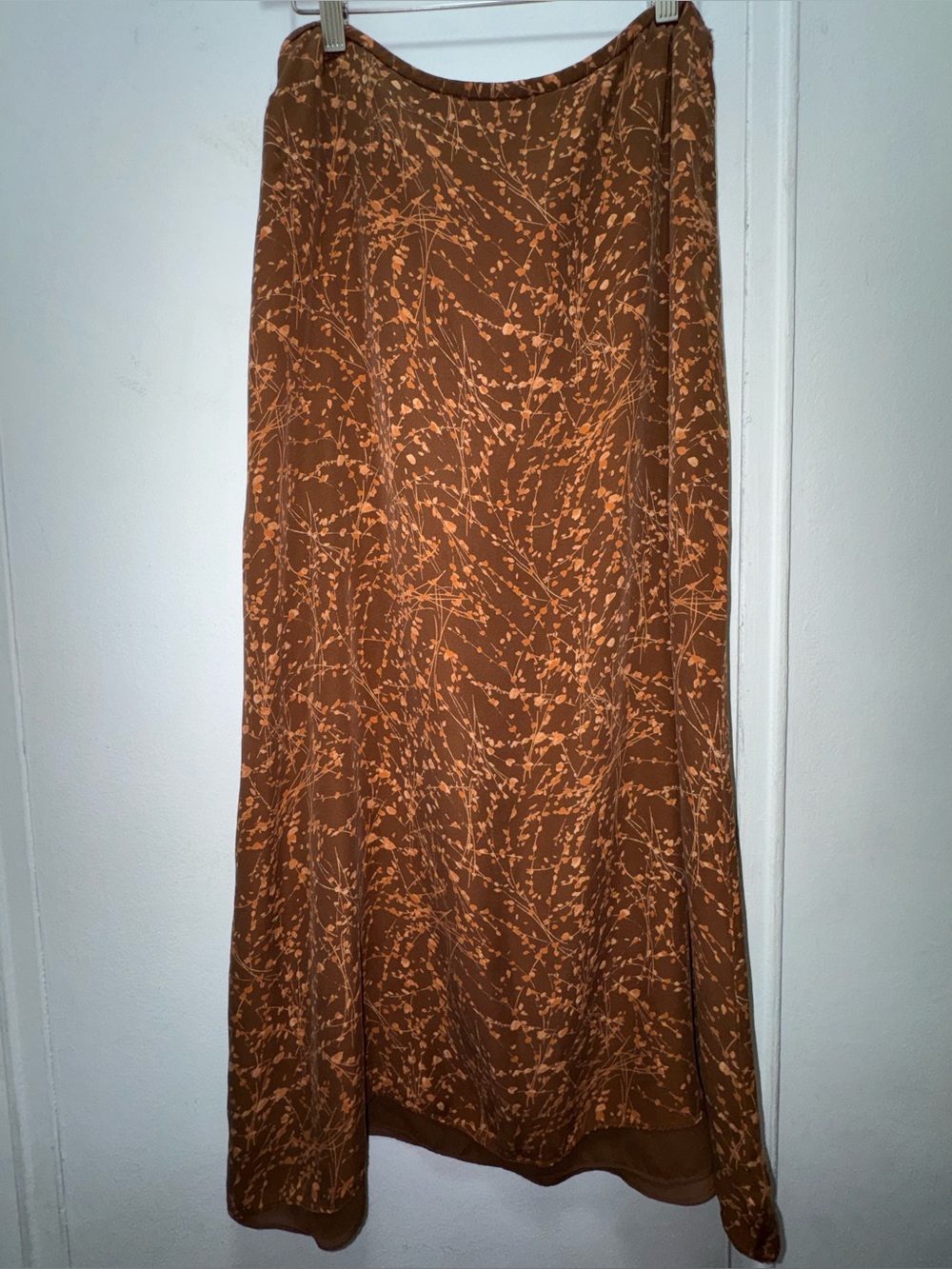 Rena Rowan Brown Floral Silk Maxi Skirt